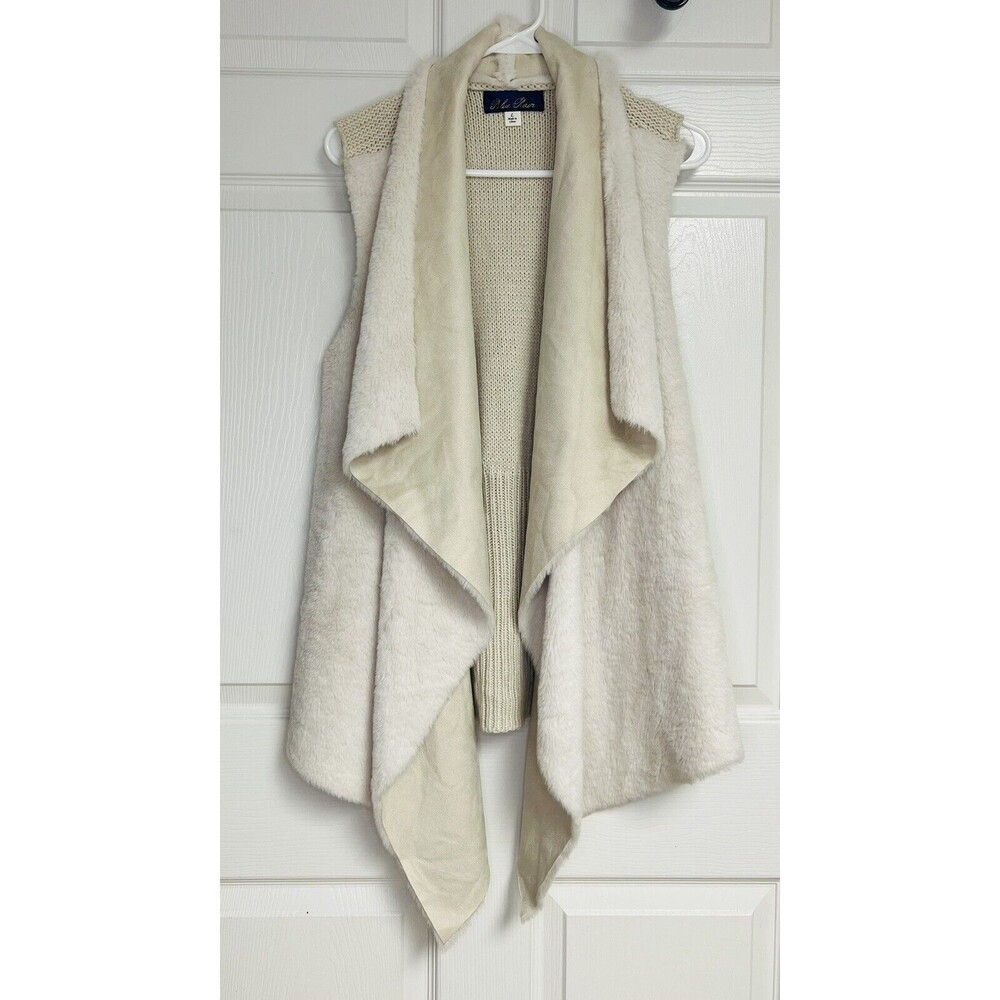 Blue Rain Faux Fur Cream Colored Women's Vest Size Large
